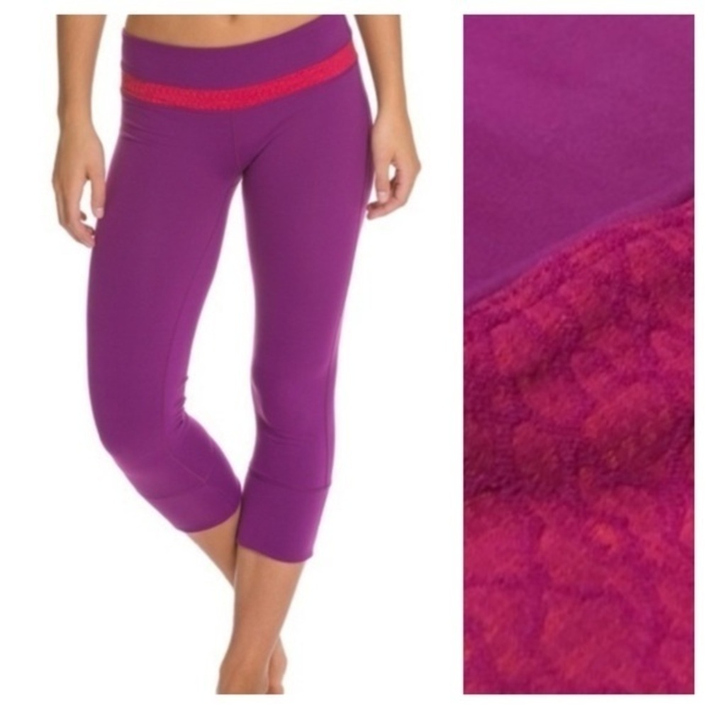 PrAna Fucshia Pink Clover Capri Yoga Pants Leggings Large